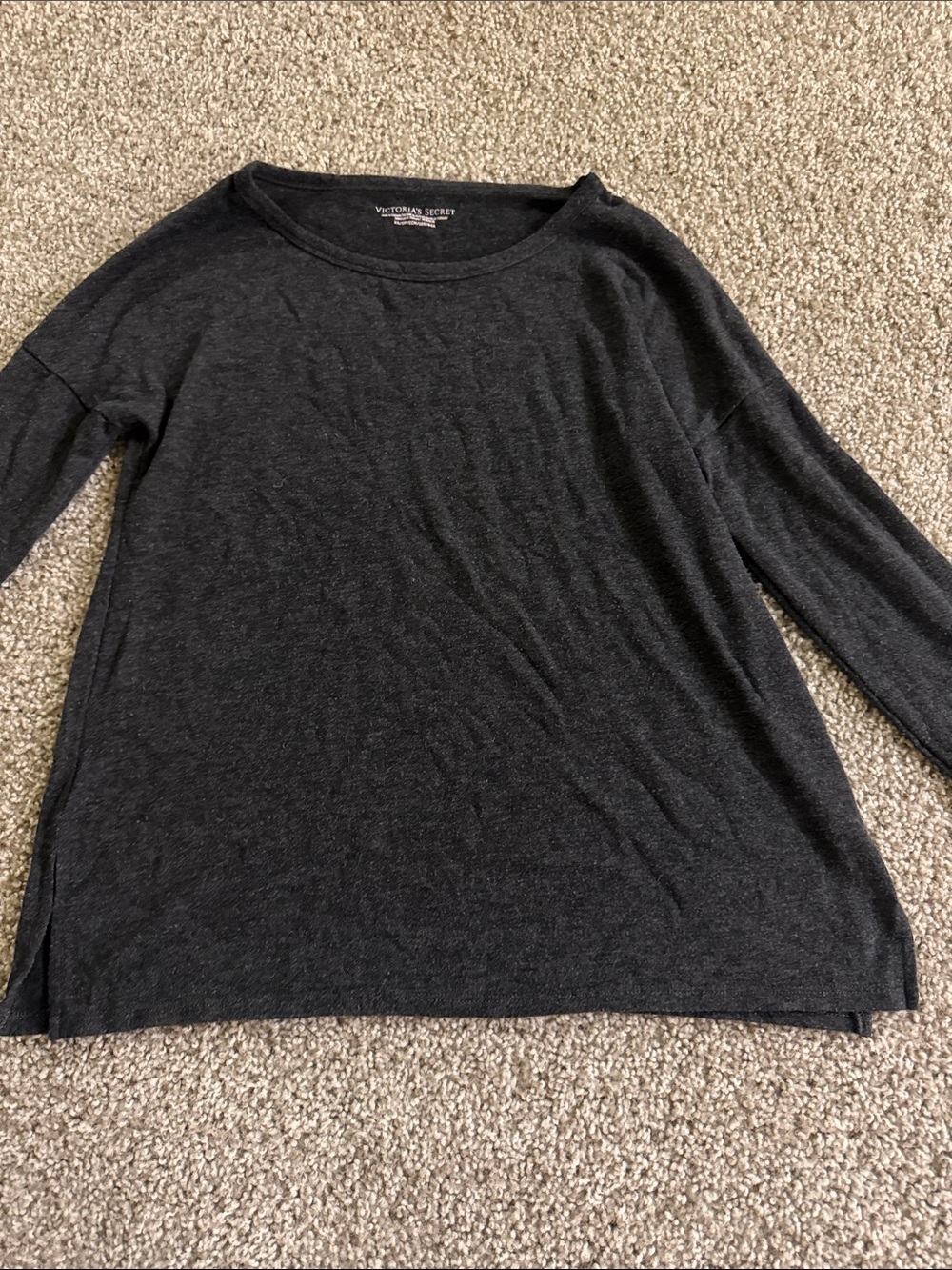 Victoria's Secret Dark Charcoal Long Sleeve Scoop Tee